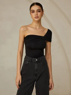 COMMENSE Pleated One Shoulder T-Shirt* T-shirts|Tops