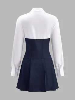 COMMENSE Pleated Panel Polo Dress* Casual Dresses|Work Dresses