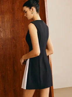 COMMENSE Pleated Panel Tank Dress* White Dresses|Casual Dresses