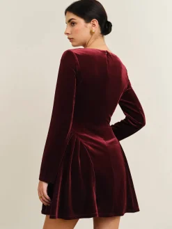 COMMENSE Pleated Panel Velvet Dress* Casual Dresses|Work Dresses