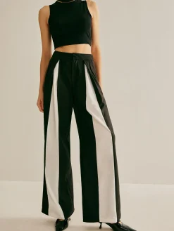 COMMENSE Pleated Patchwork Wide-Leg Pants* Pants|Bottoms