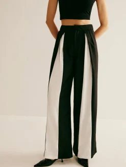 COMMENSE Pleated Patchwork Wide-Leg Pants* Pants|Bottoms