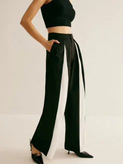 COMMENSE Pleated Patchwork Wide-Leg Pants* Pants|Bottoms