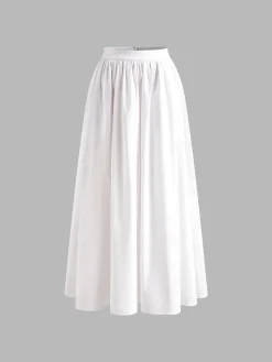 COMMENSE Pleated Plain Maxi Skirt* Skirts|Bottoms