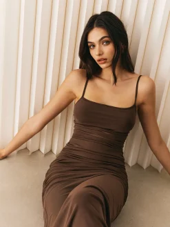 COMMENSE Pleated Semi-Sheer Cami Dress* Casual Dresses|Cocktail & Party Dresses