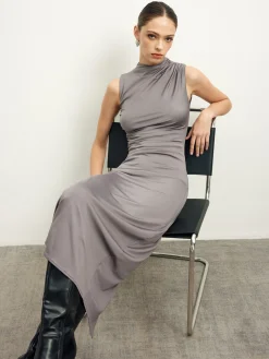 COMMENSE Pleated Split Jersey Tank Dress* Casual Dresses|Summer Dresses