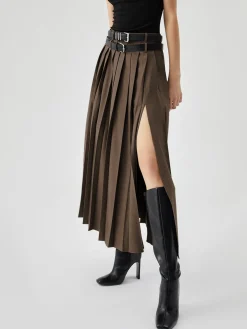 COMMENSE Pleated Split Maxi Skirt Without Belt* Skirts|Matching Sets
