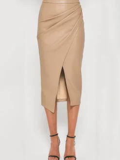 COMMENSE Pleated Split PU Leather Skirt* Skirts|Bottoms