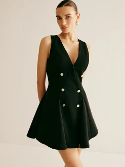 COMMENSE Pleated Umbrella Shape Tank Dress* Black Dresses|Casual Dresses