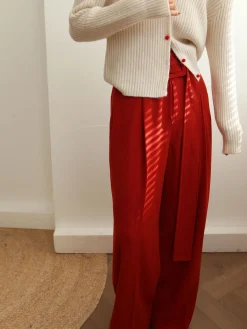 COMMENSE Pleated Wide Belted Pants* Pants|Bottoms