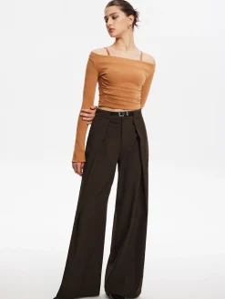 COMMENSE Pleated Wide-Leg Pants With Belt* Pants|Bottoms