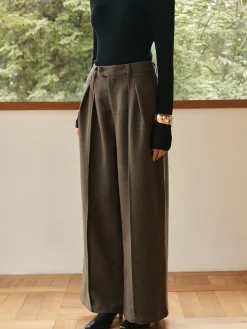 COMMENSE Pleated Wide-Leg Warm Pants* Pants|Bottoms