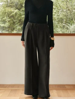 COMMENSE Pleated Wide-Leg Warm Pants* Pants|Bottoms