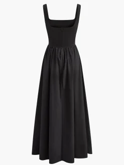 COMMENSE Pleated Zipper Strappy Long Dress* Dresses