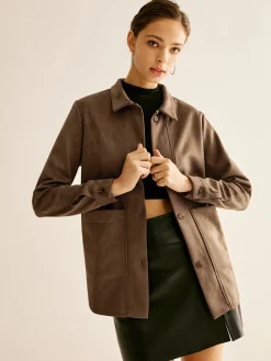 COMMENSE Pockets Suede Polo Shirt* Blouses & Shirts|Tops