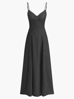 COMMENSE Polka Dot Sweetheart Cami Dress* Black Dresses|Vacation Dresses