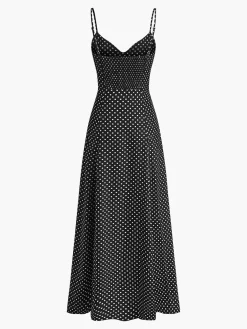 COMMENSE Polka Dot Sweetheart Cami Dress* Black Dresses|Vacation Dresses