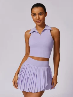 COMMENSE POLO Lapel Skinny Tank Top* Tank Tops & Camis|Activewear