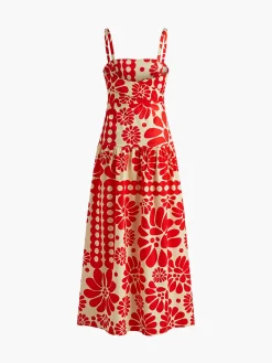 COMMENSE Print Backless Cami Long Dress* Vacation Dresses|Summer Dresses
