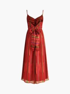 COMMENSE Print Backless Cami Midi Dress* Vacation Dresses|Summer Dresses