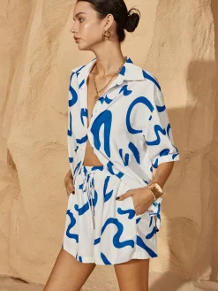 COMMENSE Print Drawstring Shift Shorts Set* Shorts Sets|Shorts
