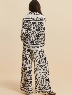 COMMENSE Print Drawstring Wide Leg Pants Set* Pants Sets|Wide Leg