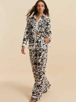 COMMENSE Print Drawstring Wide Leg Pants Set* Pants Sets|Wide Leg