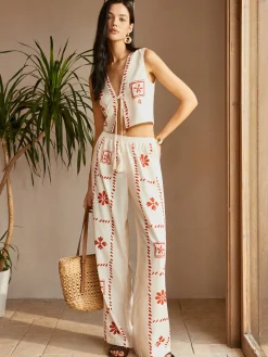 COMMENSE Print Knotted Tassel Pants Set* Pants Sets|Matching Sets