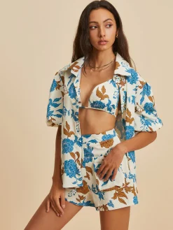 COMMENSE Print Lapel Pockets Shorts Set* Shorts Sets|Shorts