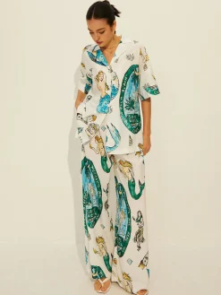 COMMENSE Print Pockets Short Sleeve Pants Set* Pants Sets|Matching Sets