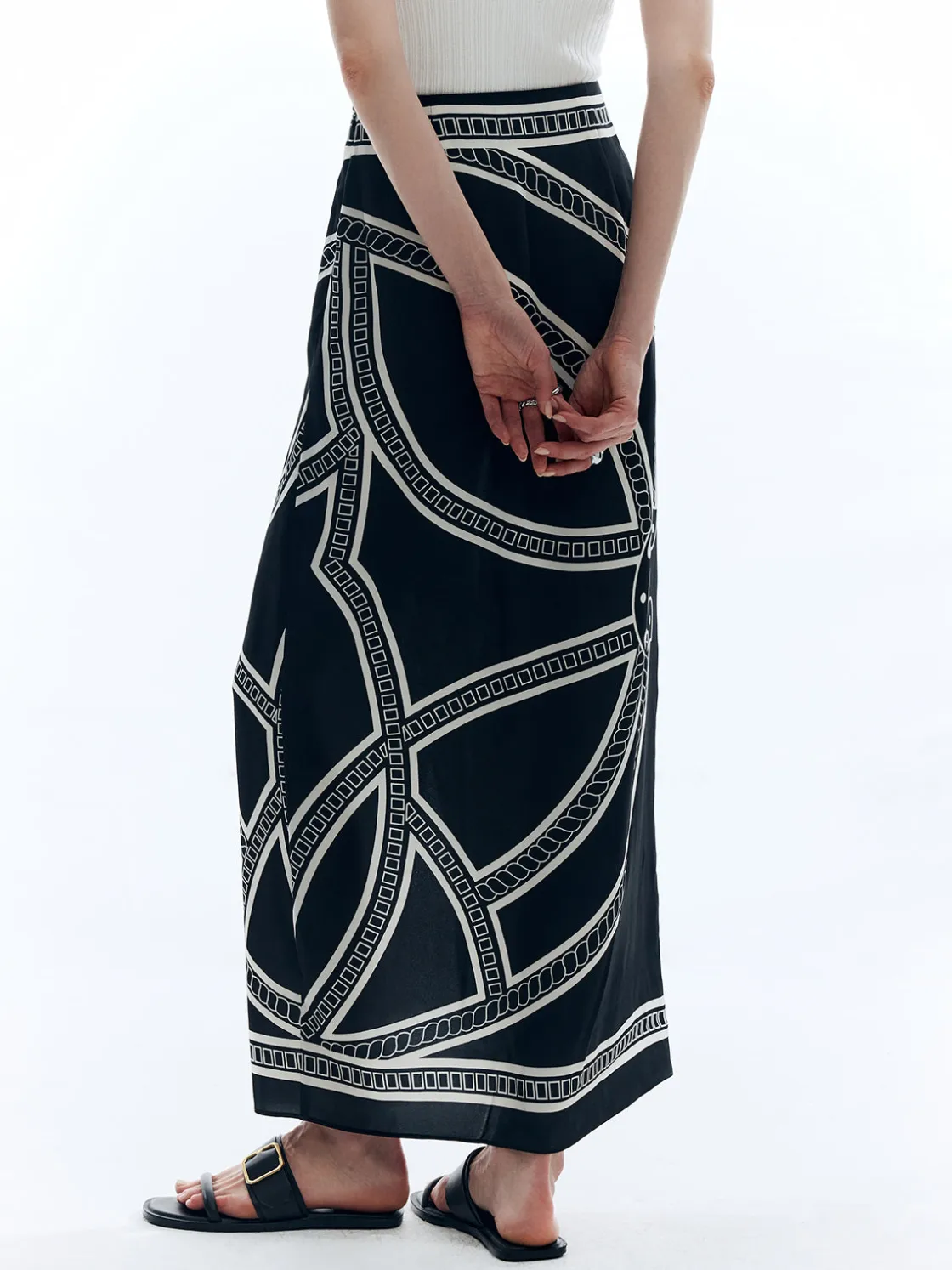 COMMENSE Print Split Vintage Skirt* Skirts|Bottoms