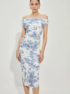 COMMENSE Print Straight Neck Split Dress* Vacation Dresses|Summer Dresses