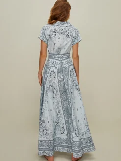 COMMENSE Print Turndown Collar Pockets Skirt Set* Skirt Sets|Long Sleeve Sets