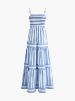 COMMENSE Printed backless pockets long dress* Casual Dresses|Vacation Dresses
