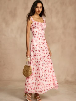 COMMENSE Printed Backless Tie Flowy Dress* Vacation Dresses|Summer Dresses