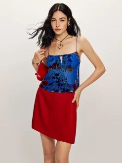COMMENSE Printed Lace Up Cami Top* Tank Tops & Camis|Matching Sets
