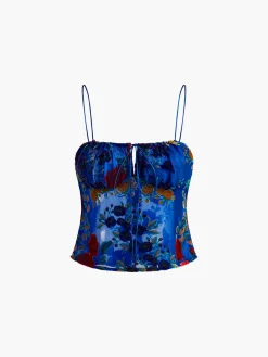 COMMENSE Printed Lace Up Cami Top* Tank Tops & Camis|Matching Sets