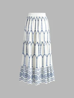 COMMENSE Printed Sleeveless Tie Back Skirt Set* Skirt Sets|Long Sleeve Sets