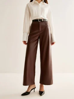 COMMENSE PU Leather Belted Straight Pants* Pants|Bottoms