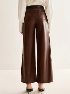 COMMENSE PU Leather Belted Straight Pants* Pants|Bottoms