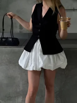 COMMENSE Puff Pleated Mini SKirt* Skirts|Bottoms