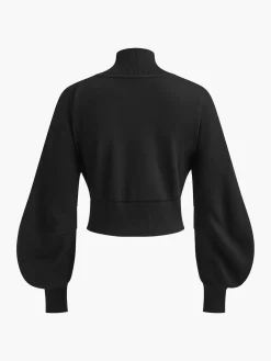 COMMENSE Puff-Sleeve Denim Panel Slim Jacket* Outerwear|Jackets