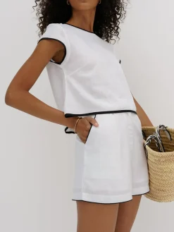 COMMENSE Pure Cotton Contrast Trim Shorts Set* Shorts Sets|Shorts