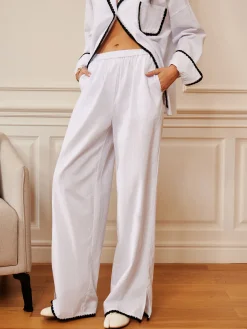 COMMENSE Pure Cotton Contrast Trim Cozy Pants* Long Sleeve Sets|Pants