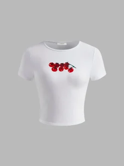 COMMENSE Pure Cotton Fruit Printed T-Shirt* T-shirts|Tops