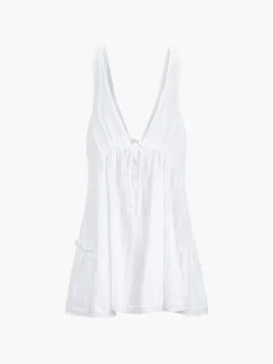 COMMENSE Pure Cotton Open Back Short Dress* White Dresses|Casual Dresses