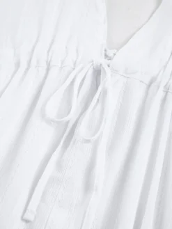 COMMENSE Pure Cotton Open Back Short Dress* White Dresses|Casual Dresses