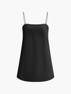 COMMENSE Pure Cotton Plain Cami Dress* Black Dresses|Casual Dresses