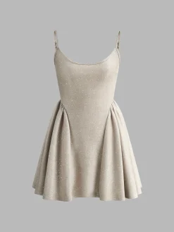 COMMENSE Purl Low Cut Sleeveless Dress* Cocktail & Party Dresses|Summer Dresses