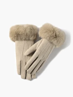 COMMENSE Rabbit Fur Wrist Cashmere Gloves* Accessories